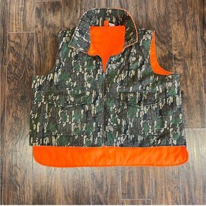 Trebark | Vintage 90s Mens Orange Camouflage Reversible Puffer Vest Jacket XXL
